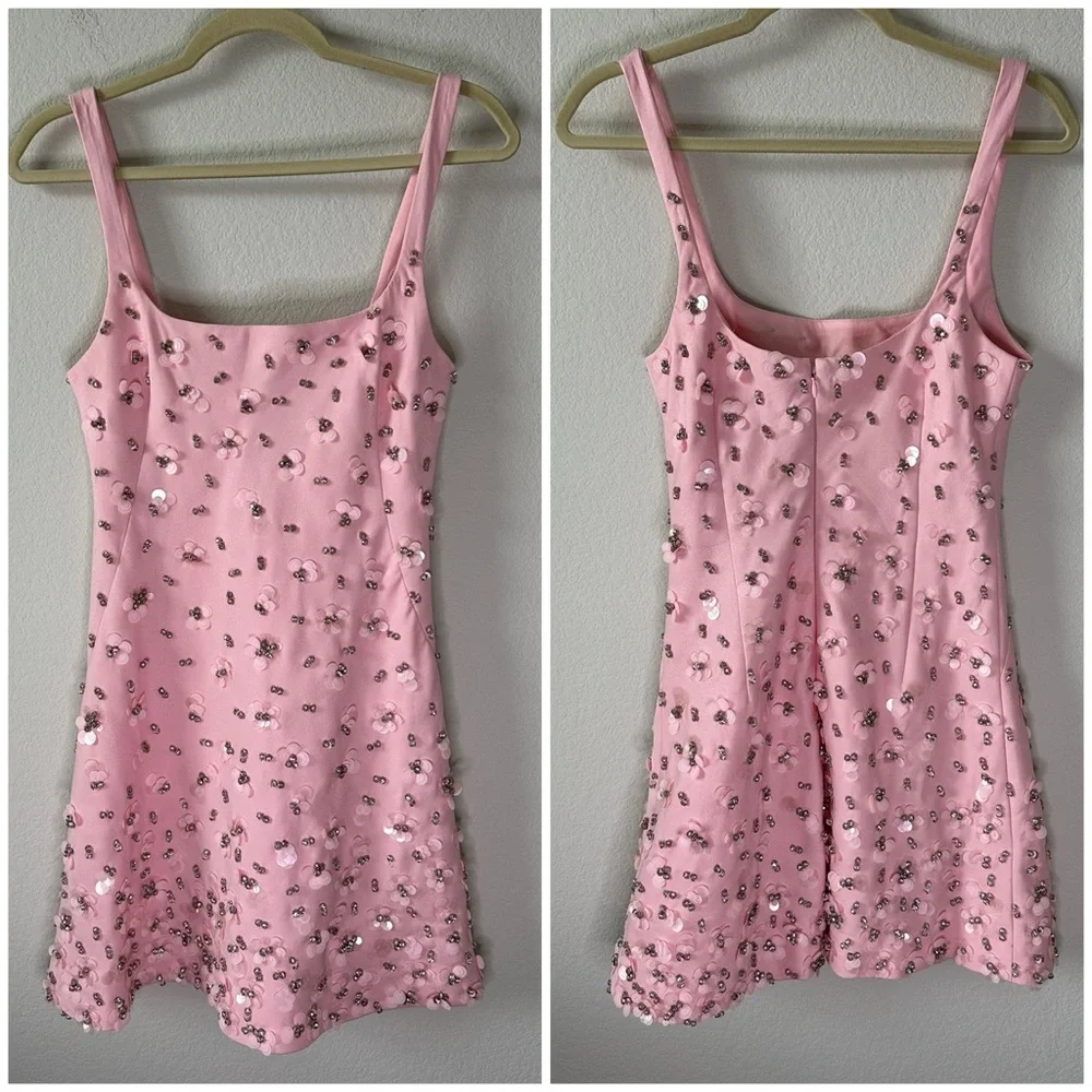 NWT SIMKHAI Ziva Embellished Crepe Mini Dress SZ US 6 - Picture 4 of 10